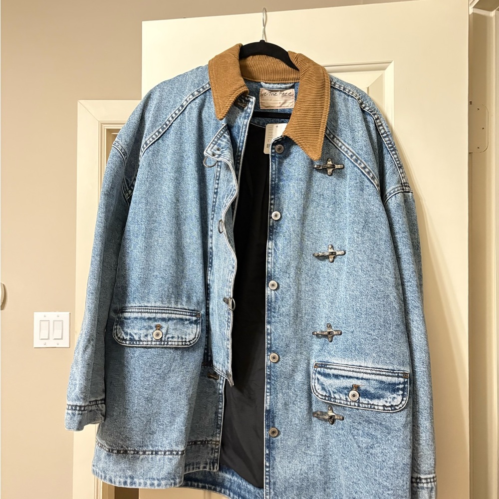 We The Free Barn Denim Jacket with Brown Collar